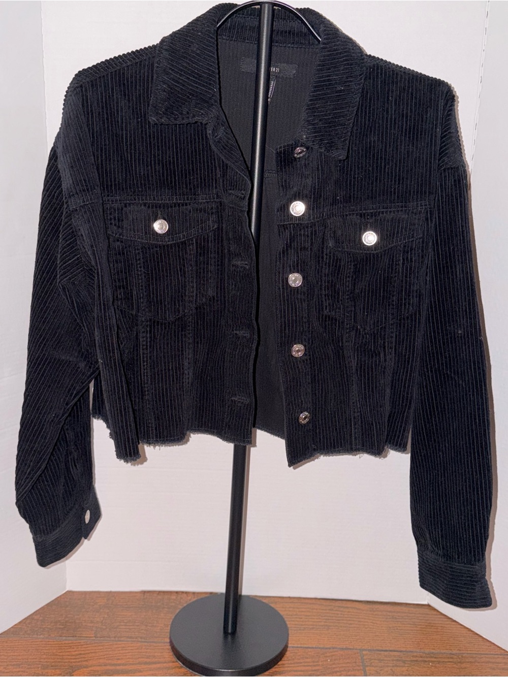 Forever 21 Black Corduroy Button Front Jacket